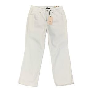 Sincerely Jules Jeans Women 5/27 White Denim High Rise Raw Hem Kick Bell Cropped